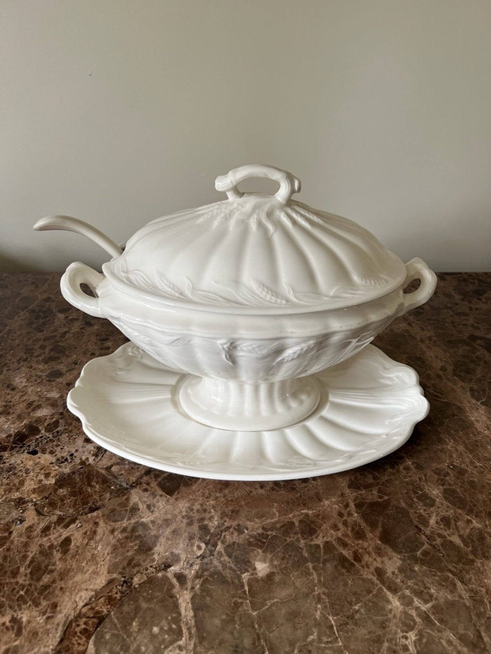 Antique Royal Staffordshire Ivory Ironstone Full Size Soup Tureen 4 Piece Set